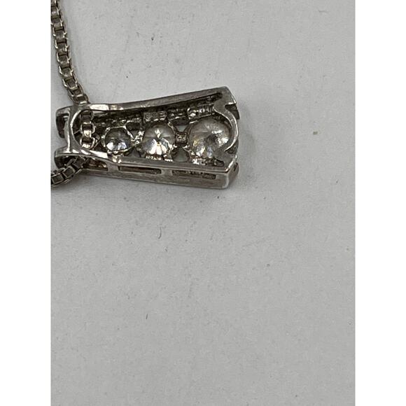 KC Signed 925 Sterling Silver Chain Pave Heart Cubic Zirconia Pendant Necklace - Picture 6 of 8